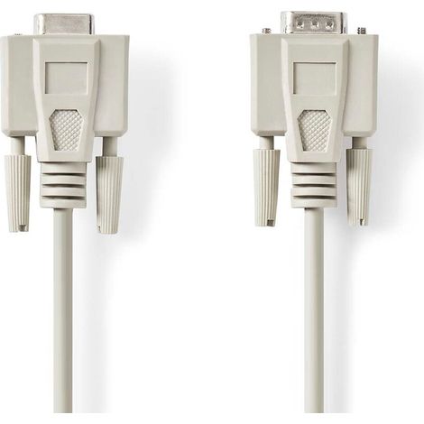 Nedis Serielles Kabel / D-SUB 9-Pin Stecker / D-SUB 9-Pin-Buchse / Vernickelt / 5.00 m / Rund / PVC / Elfenbein / Label