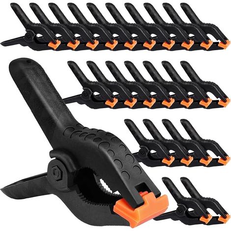 Lot de 24 mini pinces à ressort en nylon noir de 6,5 cm - Petites pinces de serrage de printemps pour arrière-plans, artisanat, jardin, terrasse, studio photo (1/5)