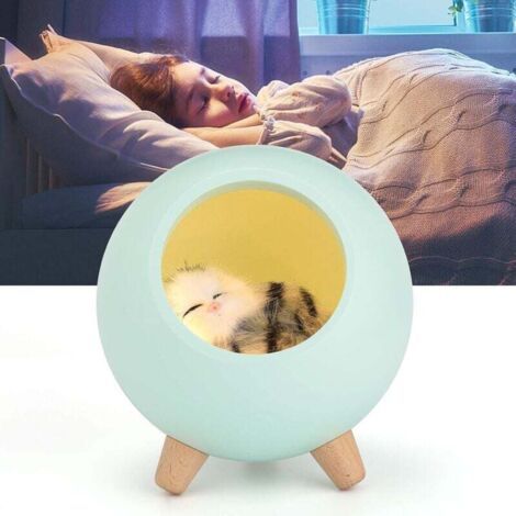QORVA-Veilleuse Enfant LED, Lampe de Chevet Tactile Rechargeable, Lampe Chat Cadeau pour Femme Enceinte, Enfant, bébé, Vert-Fei Yu (1/4)