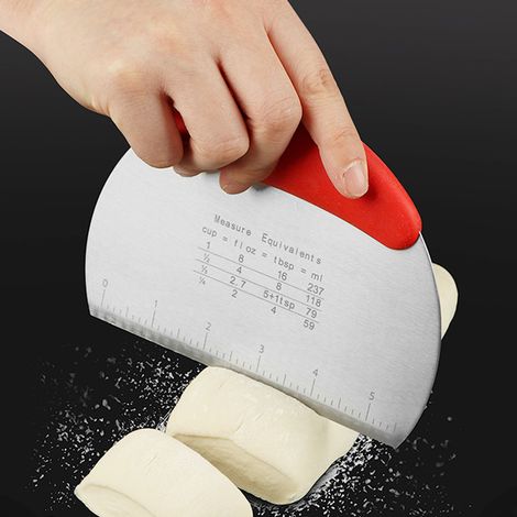 Raclette à pâte en acier inoxydable avec échelle, couteau à pizza et grattoir à beurre pour pâtisserie (1/5)