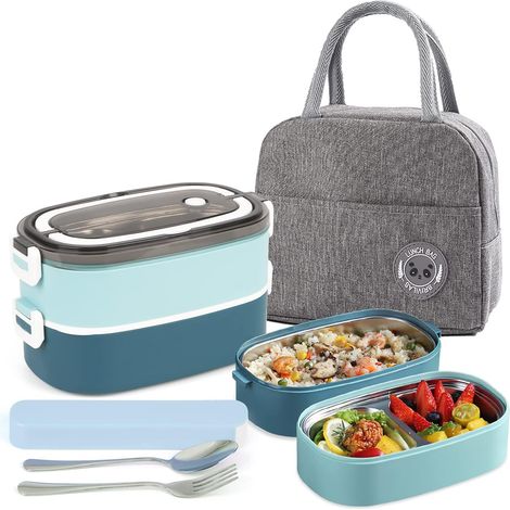 Lunch Box avec Couverts et Sac Isolant, Boîtes bento pour adultes et enfants, Bento Box boîte à repas portable pour le travail et l'école (1/5)
