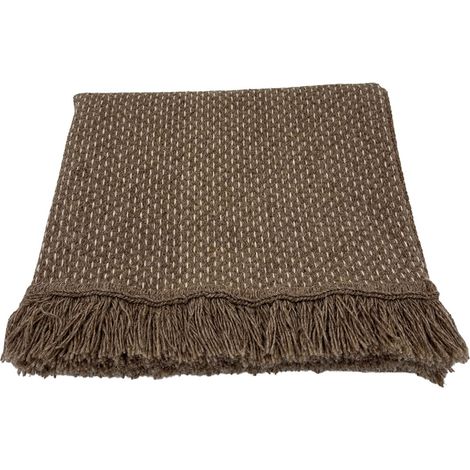 Tapis en laine et coton à motif pointillé texturé Naturel 80x140 cm (1/3)