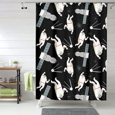 Rideau de douche avec œillets plastique, motif tendance, séchage rapide (1/5)