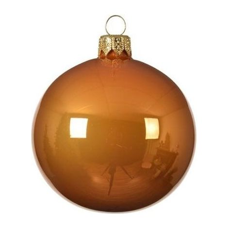 Set 6 Weihnachtskugeln aus glänzendem Glas in Amber Ø6 cm