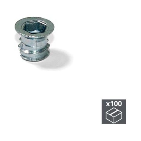 Emuca Tuerca para taladros avellanados, rosca métrica M8, Zamak, 100 ud. -