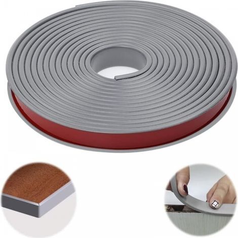 Protezioni angolari per bordi di tavoli, 5 m, 20 mm, striscia flessibile a U per la protezione dei bordi di mobili e armadi, ideale per riparazioni e restauri di mobili (grigio). (1/4)