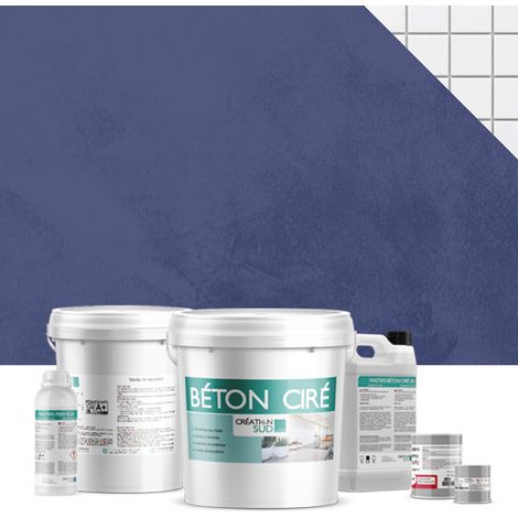 Béton ciré sur carrelage (sols et murs) - Kit complet 5m² (2 couches) - Finition : Mat - Teinte : Nocturne (1/4)