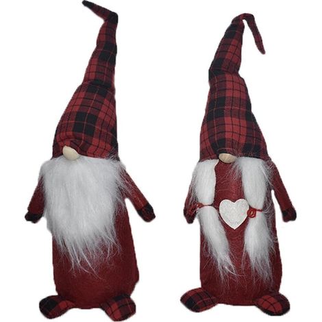 Gnomo elfo lui e lei babbo babba natale rosso per decorazioni natalizie addobbi - decoro: decoro 1 (1/4)