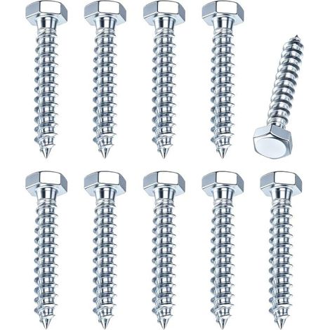 (M8x60)10Pcs Vis À Bois M8x60mm, Tire-fond Zingué Pour Terrasse (1/5)