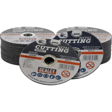 Sealey PTC/100CT50 100 x 1.6mm Cutting Disc 16mm Bore - Pack of 50