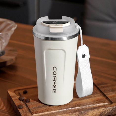 Tasse Isolée - Tasse à Café en Acier Inoxydable sous Vide - Avec Couvercle Étanche et Affichage de Température - 510 ml (1/4)
