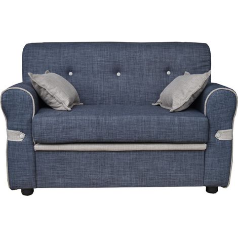 Divano 2 posti 124 cm con cuscini in tessuto ERMES Grigio Antracite (1/3)