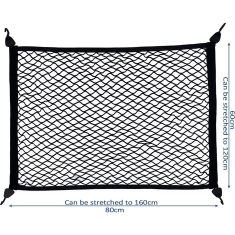 Rete per cani per il trasporto nel bagagliaio dell'auto da campeggio, 80×60 cm, estensibile fino a 160×120 cm con 4 robusti ganci di rinforzo, elastico per appendere camper e furgoni per la maggior pa (1/4)