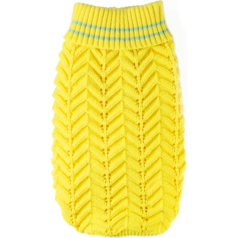 Pull pour Chien avec col roulé, Trou Laisse et Lavable en Machine Jaune, L