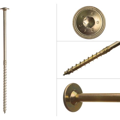 Vis à tête disque galvanisée jaune 8.0 x 220 mm Torx - Boîte 50