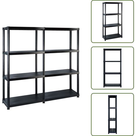 Scaffale per decorazioni - vidaXL Scaffale a 4 Ripiani Nero 122x30,5x130 cm in Plastica - Scaffale in plastica