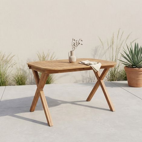 Table de jardin extensible bois d'acacia 4-6 places 120/180cm naturel - Tanzo
