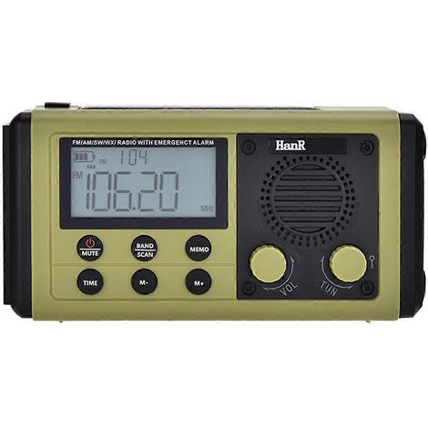HRD907 10000 mAh Handkurbelradio, solarbetriebenes wiederaufladbares Notfallradio, Beleuchtung, tragbares Radio für Notfallsituationen bei Stromausfällen (B) (1/5)