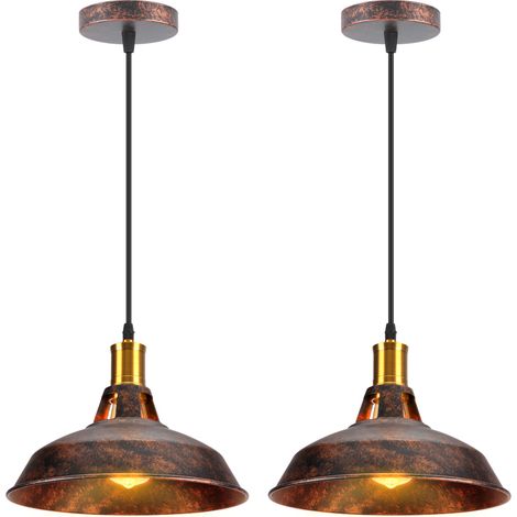 Lámpara de Techo, LED Lámpara Colgante Retro Vintage, para Bombillas E27, 27CM - Óxido 2PCS (1/5)