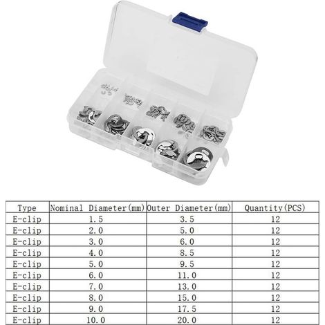 Set de 120 304 anneaux circulaires en acier inoxydable E, tailles 1.5mm-10mm, avec boîte de rangement (1/5)