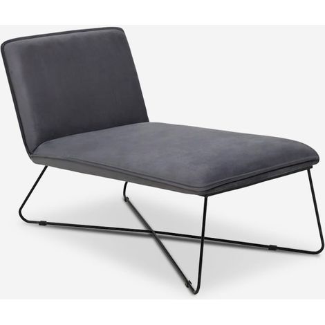 Fauteuil chaise longue au design moderne minimaliste en velours Dumas - Gris foncé