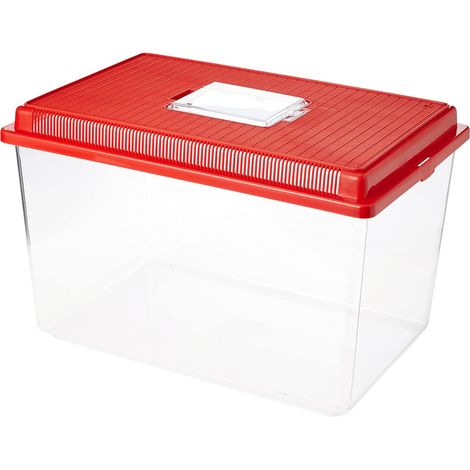 1 Conteneur Plastique, Couvercle Amovible, Grilles Ventilation, Habitat Poissons Insectes, 11 Litres