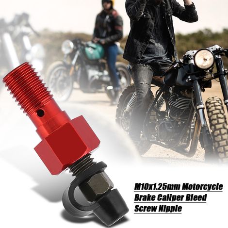 M10x1,25-mm-Entlüftungsschraube für Motorradbremssattel, Hohlschraube mit roter Schutzkappe (1/5)