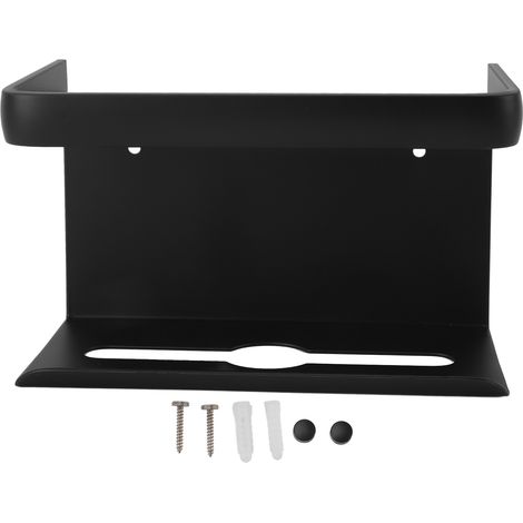 Porte papier toilette mural en aluminium sans perçage pour rouleau de papier et essuie-mains salle de bain WC noir (1/5)