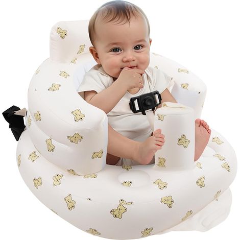 Chaise haute gonflable pour bébés dès 3 mois - Siège portable et chaise d'éveil - Motif ours en peluche (1/4)