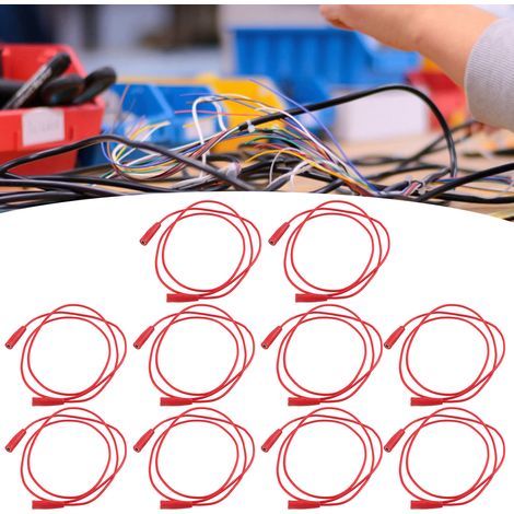 J.70029 Câble de test d'extension de fiche banane femelle à femelle 4 mm, câble de test à tête femelle de fiche banane 0,75 mm², vendu par lots de 10, rouge. (1/5)