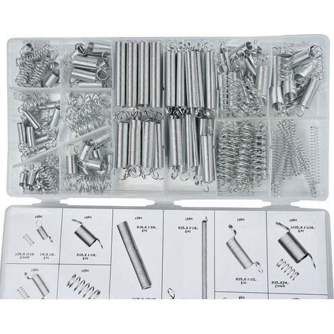 Ressorts de compression, ressorts de traction - Assortiment de 20 tailles de ressorts d'extension en acier galvanisé avec boîte de rangement (200 pièces) (1/5)