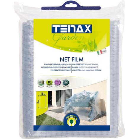 TENAX Net Film 1,80x3 m Telo Protettivo Impermeabile Multiuso, Trasparente e Rinforzato, Protezione Mobili da Giardino o Legna, Lavori di Manutenzione (1/5)