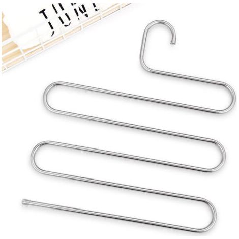 (14,17 x 13,38 pouces, lot de 2, ruban) S-Type en acier inoxydable vêtements pantalons cintres placard rangement organisateur pour pantalons jeans écharpe suspendus (1/5)