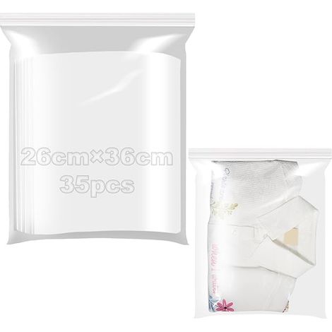 Sac Plastique Zip 26x36cm Sachets Plastiques Refermables Zippé Transparent Sachet Emballage Ranger Vêtements Bijoux et Fournitures Bureau dans Cuisine (1/3)