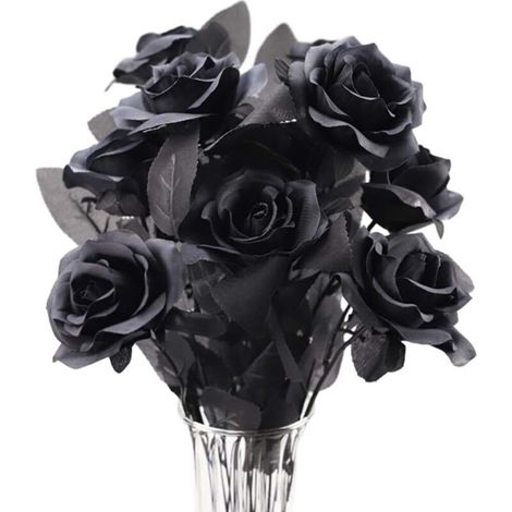 Roses artificielles en soie noires – Lot de 10 fleurs réalistes pour décoration mariage, maison ou bureau