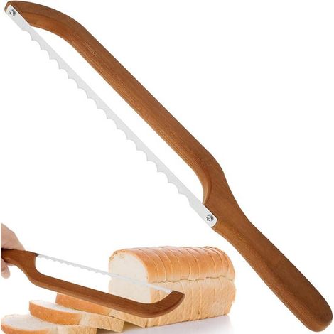 Couteau à pain, trancheuse à pain, couteau à pain extra tranchant en acier inoxydable avec manche en bois, couteau de cuisine professionnel, outil de cuisson pour le pain et les bagels (1/5)