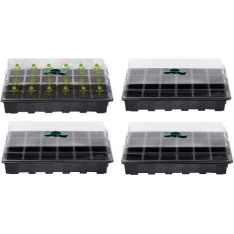 4Pcs Plateau De Semis De Plantes, 24 Cellules Plateau De Pépinière De Semis en Plastique Propagateurs De Graines De Fleurs avec évents Réglables pour La Maison De Jardin De Serre Chaude (1/5)