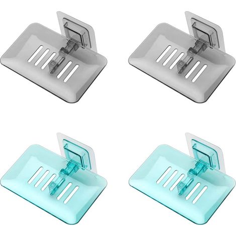 Seifenhalter, selbstklebende Wandseifenschale, Seifenablage mit Abfluss für Dusche, Küche, Badezimmer, bohrfreie und rostfreie Seifenschale (Schwarz und Grün)