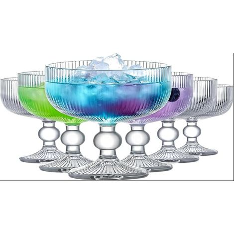Verres à Cocktail Coupes Côtelées ml Verres Martini Vintage sur Pied Champagne pour Espresso Margarita Cosmopolitan Prosecco et Dessert (1/5)
