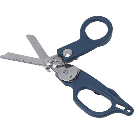 Ciseaux d'urgence, ciseaux pliants multi-usages en alliage d'aluminium pour une utilisation intérieure et extérieure, bleus (1/5)