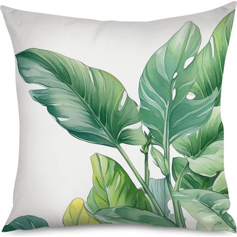 Housse de Coussin Déco Feuillage Vert, Housse Maison Chic (1/5)
