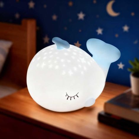 Veilleuse Bébé Baleine – 7 Couleurs, 3 Niveaux de Luminosité, Contrôle Tactile, Recharge USB, Minuterie – Lampe de Chevet Enfant en Silicone Doux – Cadeau Idéal