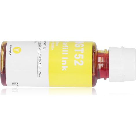 Encre jaune HP GT51/GT52 pour imprimantes GT5810/5820, 310, 311/19, 410/519 - Cartouche d'encre spécifique HP, teinte jaune, compatible modèles sélectionnés. (1/5)
