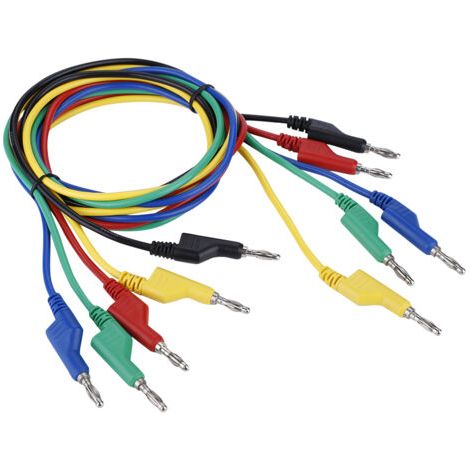 Lot de 5 cordons de test haute tension P1036 à double embout de 1 m avec fiches bananes de 4 mm pour multimètre (1/5)