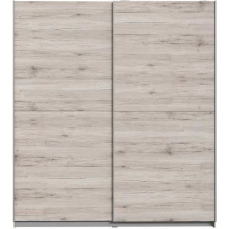 Armoire 2 portes coulissantes - Panneaux de particules - Décor chene cendré clair - L 170,3 x P 61,2 x H 190,5 cm - ULOS (1/5)