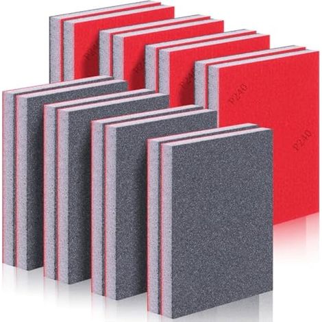 Schleifschwamm-Set, 16 Stück, Schleifpapier, Körnung 240, trocken und nass, wiederverwendbar, für Holz, Metall, Lackierung, Karosseriereparatur (1/5)