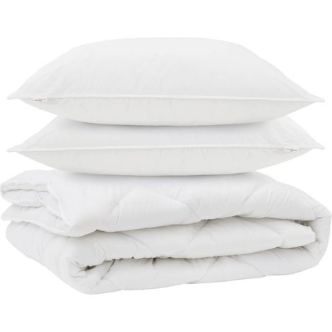 Duvet toutes saisons avec oreiller 3 pcs Blanc Microfibre (1/5)