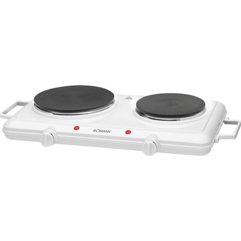 Bomann DKP 5028 CB - Hornillo eléctrico doble, 2 zonas de cocinado, 2500 W, color blanco (1/2)