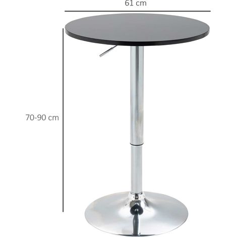Table bar ronde réglable en hauteur Ø61x70-97cm, piètement acier noir, design moderne et polyvalent, pour cuisine ou salon, hauteur adaptable et structure robuste (1/5)