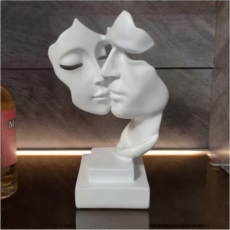 Sculpture blanche, sculpture d'art abstrait moderne, décoration, pour salon, bar, chambre, statue de couple, cadeau, résine